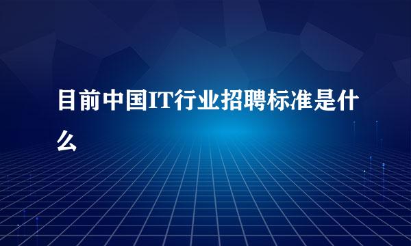 目前中国IT行业招聘标准是什么