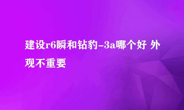 建设r6瞬和钻豹-3a哪个好 外观不重要