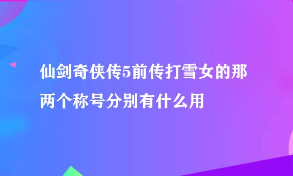 仙剑奇侠传5前传打雪女的那两个称号分别有什么用