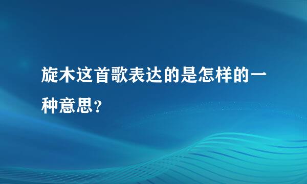 旋木这首歌表达的是怎样的一种意思？