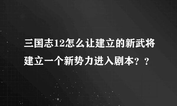 三国志12怎么让建立的新武将建立一个新势力进入剧本？？