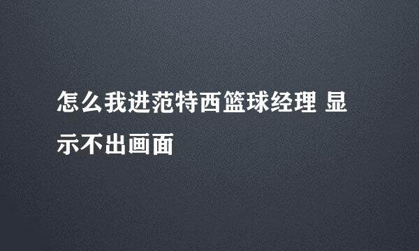 怎么我进范特西篮球经理 显示不出画面