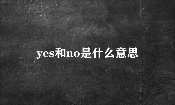 yes和no是什么意思