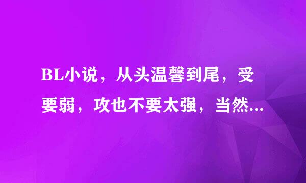 BL小说，从头温馨到尾，受要弱，攻也不要太强，当然强一点也可以