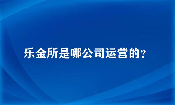 乐金所是哪公司运营的？