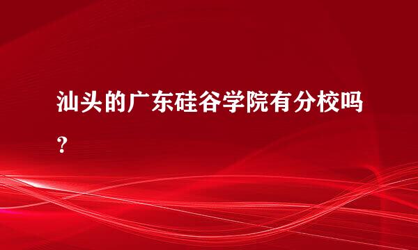 汕头的广东硅谷学院有分校吗？