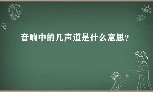 音响中的几声道是什么意思？