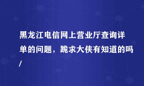 黑龙江电信网上营业厅查询详单的问题，跪求大侠有知道的吗/