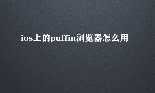 ios上的puffin浏览器怎么用