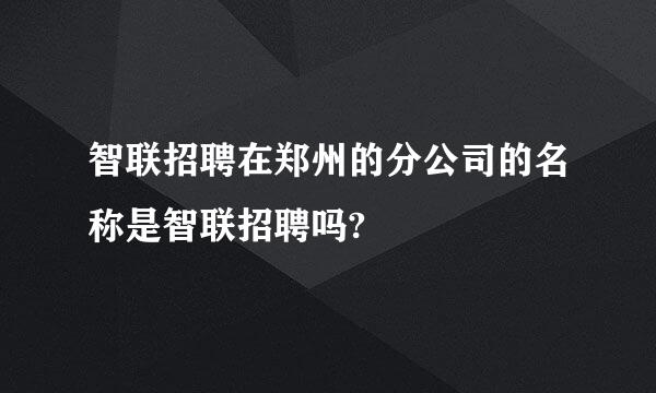 智联招聘在郑州的分公司的名称是智联招聘吗?