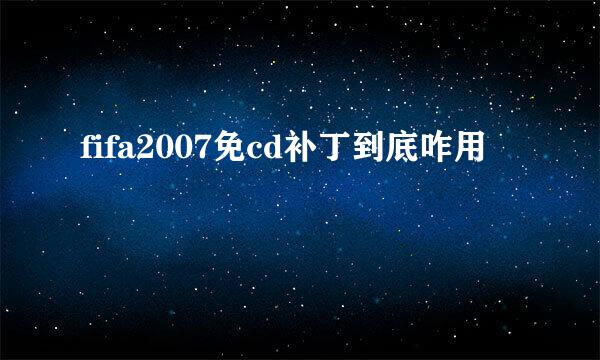 fifa2007免cd补丁到底咋用