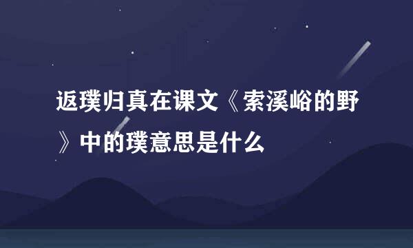 返璞归真在课文《索溪峪的野》中的璞意思是什么