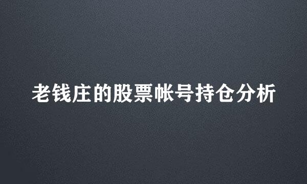 老钱庄的股票帐号持仓分析