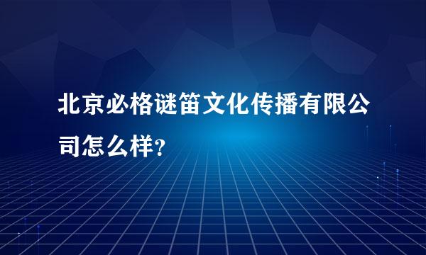 北京必格谜笛文化传播有限公司怎么样？