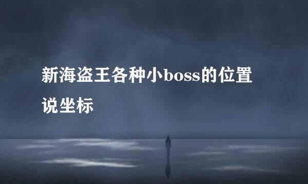 新海盗王各种小boss的位置 说坐标