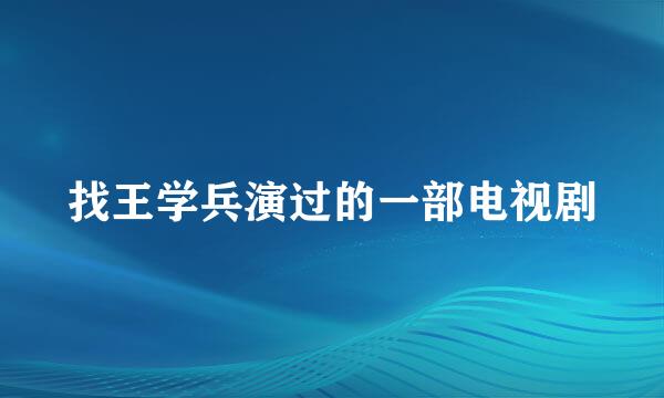 找王学兵演过的一部电视剧