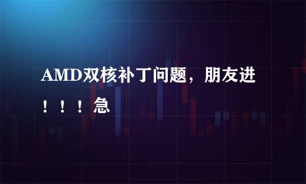 AMD双核补丁问题，朋友进！！！急