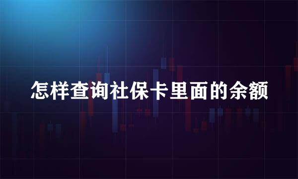 怎样查询社保卡里面的余额