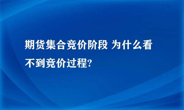 期货集合竞价阶段 为什么看不到竞价过程?