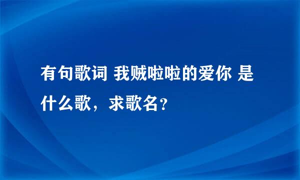 有句歌词 我贼啦啦的爱你 是什么歌，求歌名？