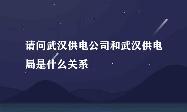 请问武汉供电公司和武汉供电局是什么关系