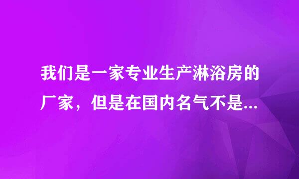 我们是一家专业生产淋浴房的厂家，但是在国内名气不是很大，请问我们要怎么样做好国内市场推广？