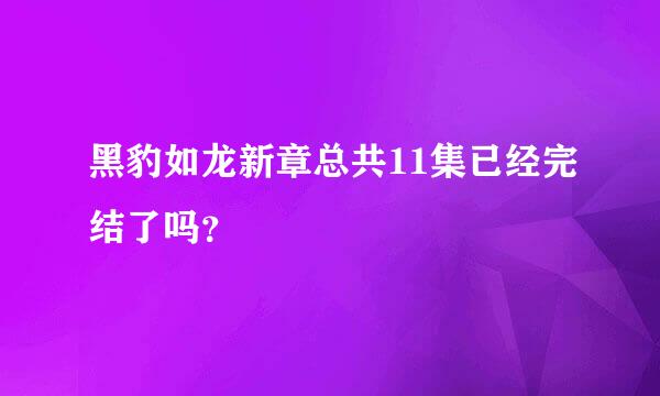 黑豹如龙新章总共11集已经完结了吗？