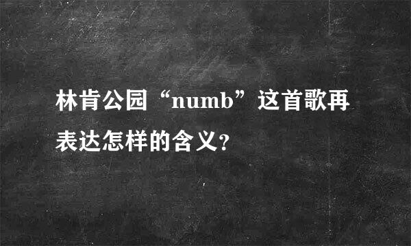 林肯公园“numb”这首歌再表达怎样的含义？