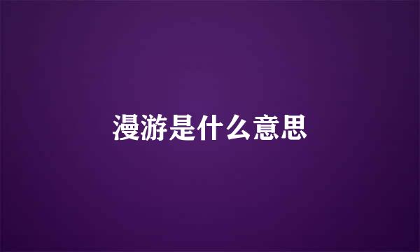 漫游是什么意思