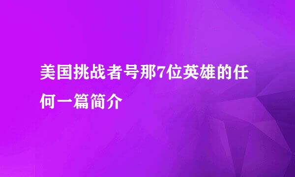 美国挑战者号那7位英雄的任何一篇简介