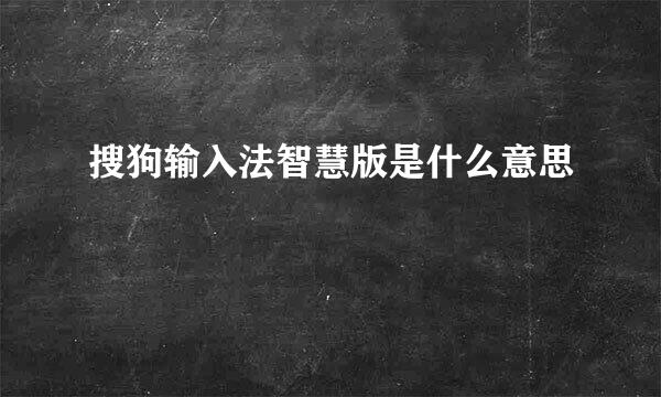 搜狗输入法智慧版是什么意思