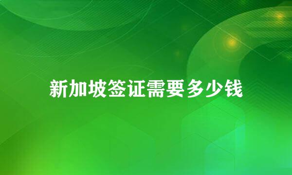 新加坡签证需要多少钱