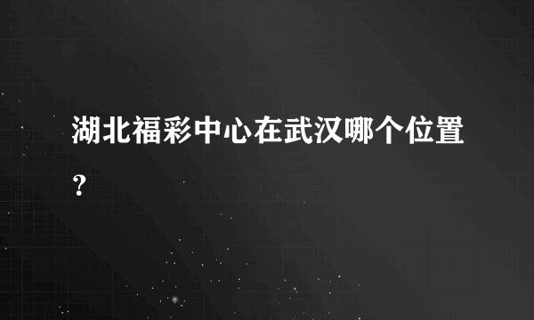 湖北福彩中心在武汉哪个位置？