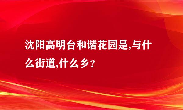 沈阳高明台和谐花园是,与什么街道,什么乡？