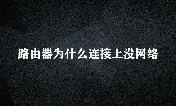 路由器为什么连接上没网络