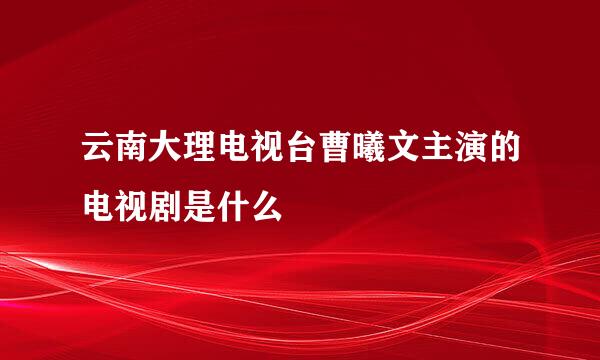 云南大理电视台曹曦文主演的电视剧是什么