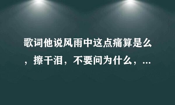 歌词他说风雨中这点痛算是么，擦干泪，不要问为什么，至少我们还有梦是什么歌