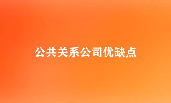 公共关系公司优缺点