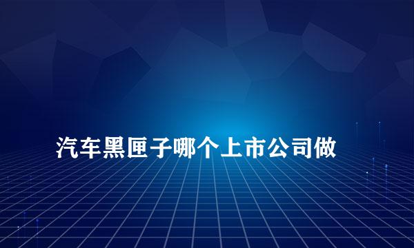 
汽车黑匣子哪个上市公司做
