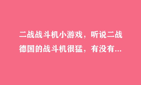 二战战斗机小游戏，听说二战德国的战斗机很猛，有没有相关的小游戏啊？