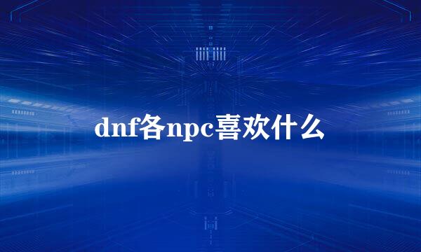 dnf各npc喜欢什么