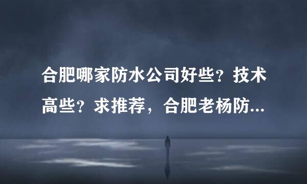 合肥哪家防水公司好些？技术高些？求推荐，合肥老杨防水怎么样啊？