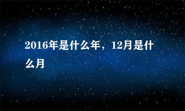 2016年是什么年，12月是什么月