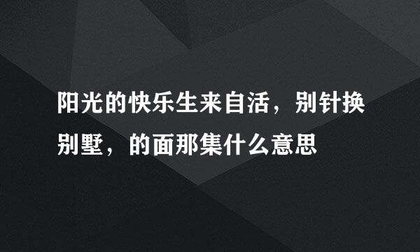 阳光的快乐生来自活，别针换别墅，的面那集什么意思