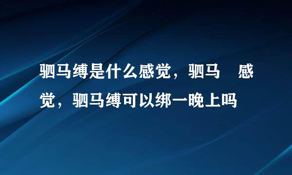 驷马缚是什么感觉，驷马 感觉，驷马缚可以绑一晚上吗