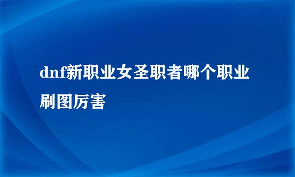 dnf新职业女圣职者哪个职业刷图厉害