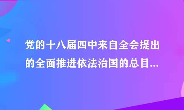 党的十八届四中来自全会提出的全面推进依法治国的总目标是什么和理解