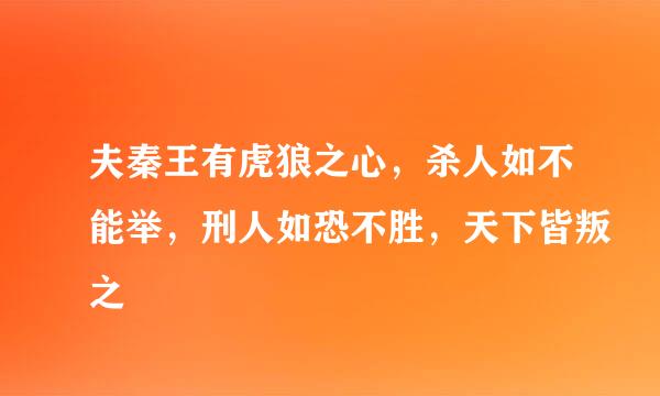 夫秦王有虎狼之心，杀人如不能举，刑人如恐不胜，天下皆叛之