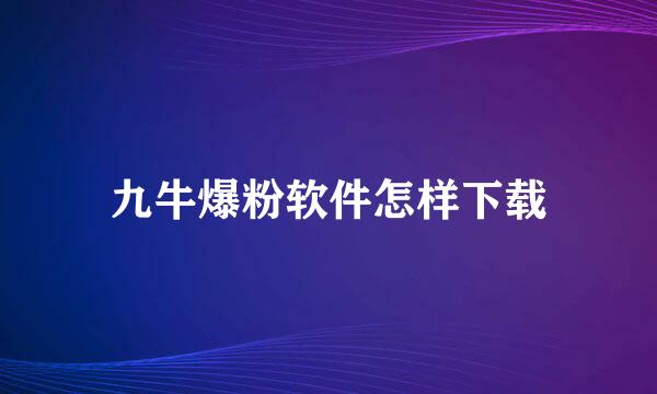 九牛爆粉软件怎样下载