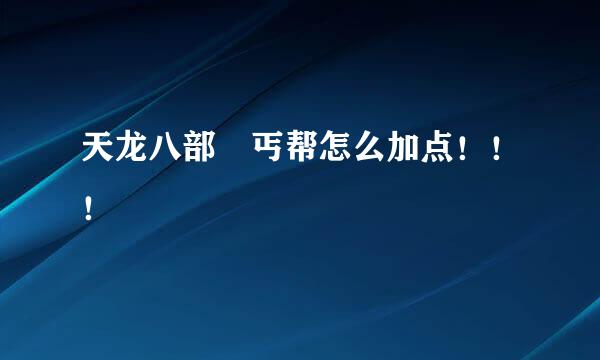 天龙八部 丐帮怎么加点！！！